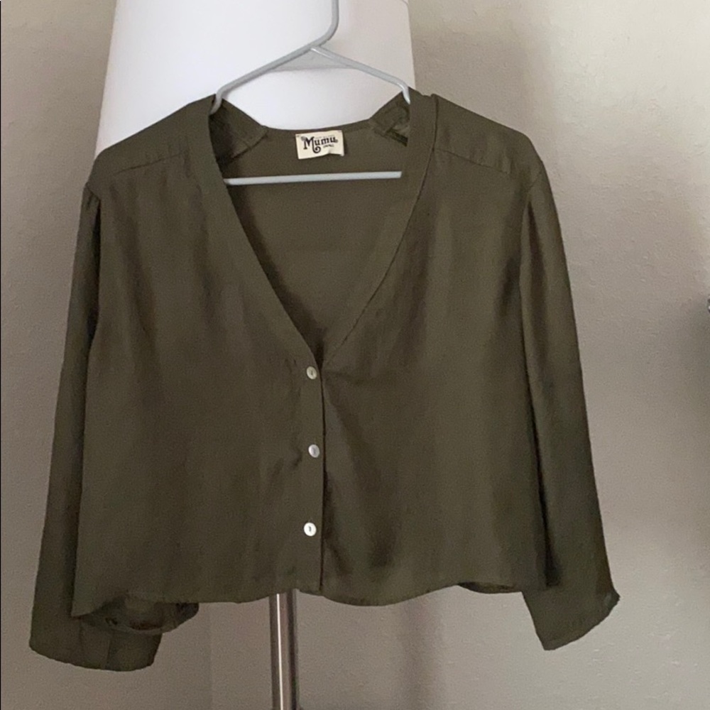 Show Me Your Mumu Olive Cropped Blouse
